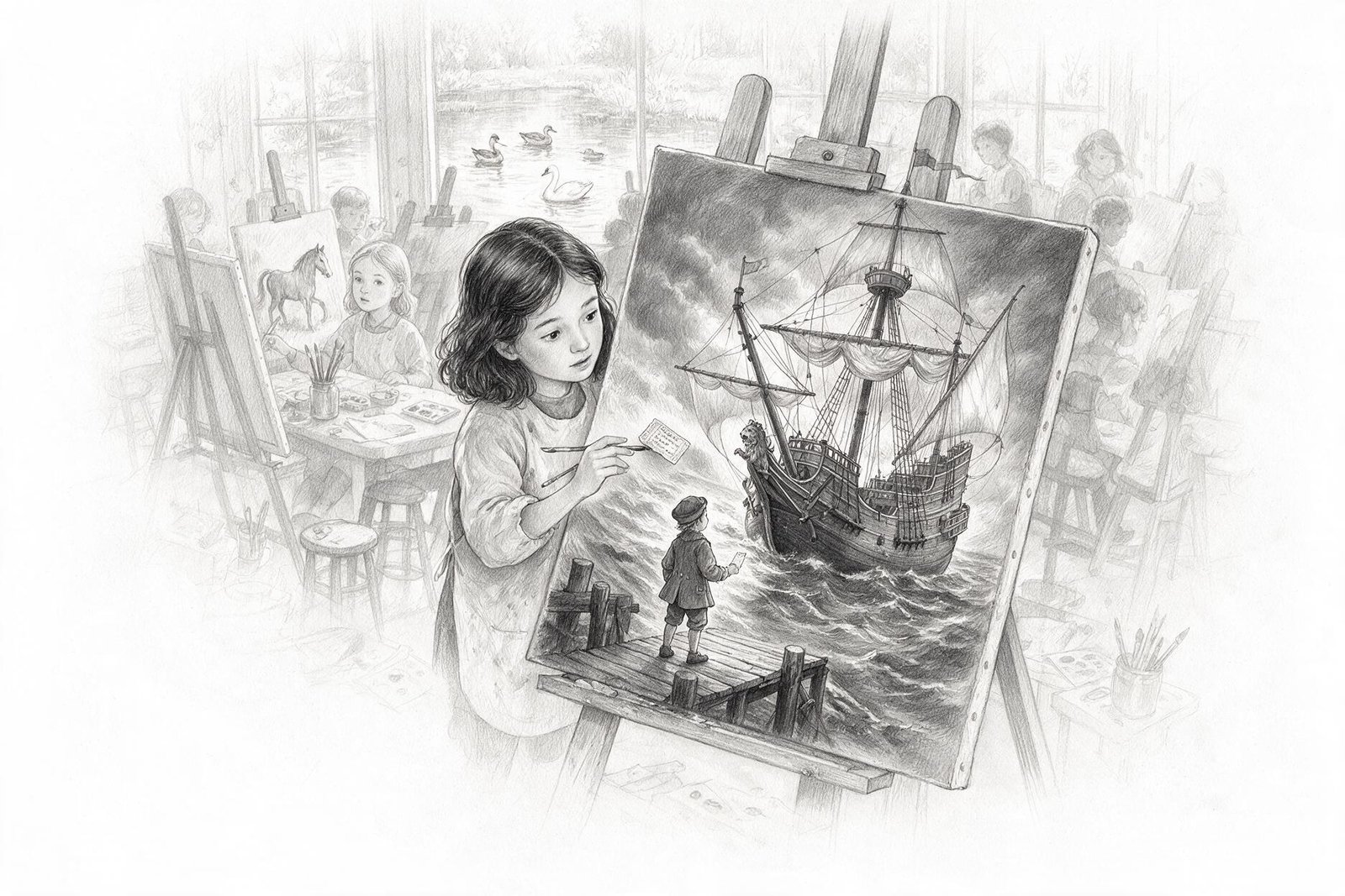 Pencil illustration: The Ivy-Covered Door